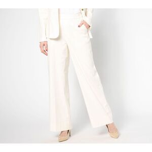 Studio Park Women's Plus Sz Pants 2X Reg Elevated Linen Wide Leg White A634588